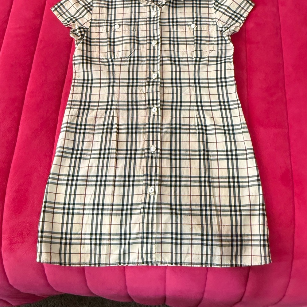 Burberry Beige and Black Plaid Kids Dress